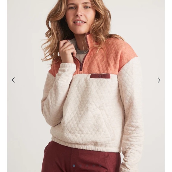Marine Layer Tops - Marine Layer Colorblock Corbet Pullover in Heather Oatmeal/Amber